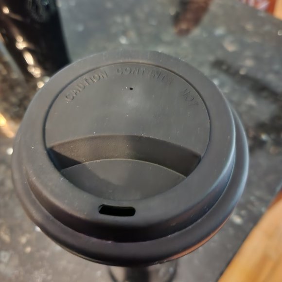 Starbucks 12oz Matte Black Mermaid Logo CeramicTravel Tumbler with rubber cover. - Picture 2 of 3